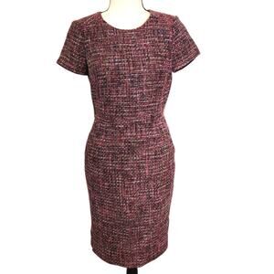 Boden Smart Day Pink & Green Multi Color Tweed Shift Dress Women Size 2